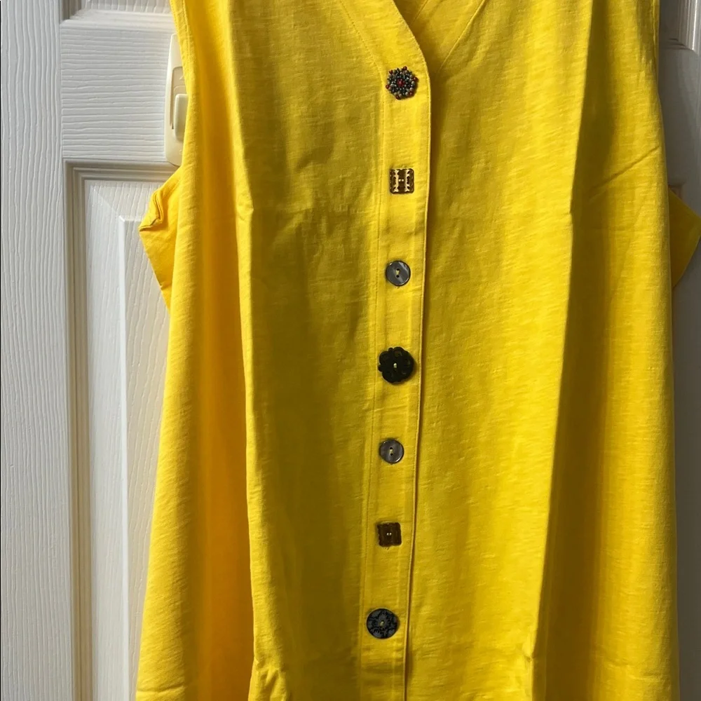 💛💛Soft Surroundings Sunny Yellow Sleeveless Button-Down Shirt💛💛 - Picture 2 of 9